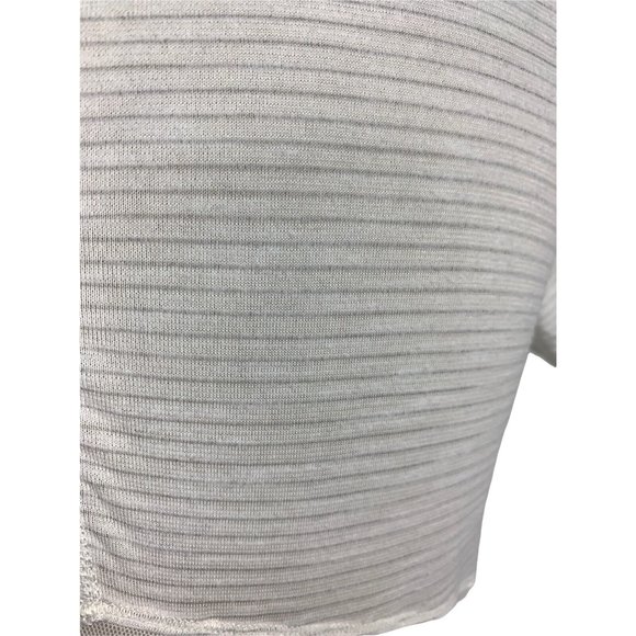 Lululemon Athletica Workout Mesh Shirt Short Sleeve Womens 4 White Green Striped - Picture 5 of 9